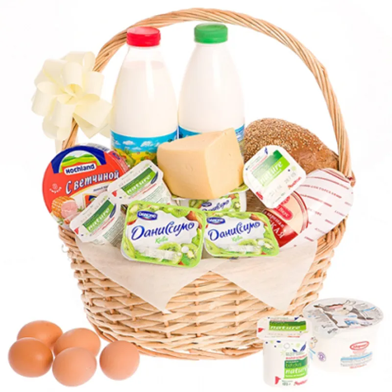 Корзинка свежих продуктов с хлебом и молоком, доставка Славянск-на-Кубани
